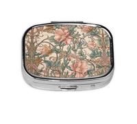 Square Round Pill Case Renaissance Style Pill Box Daily 2 Compartment Travel Pill Container for Pocket Purse Portable Medicine Cod Liver Oil Storage Box 2 Times a Day Pill Organizer