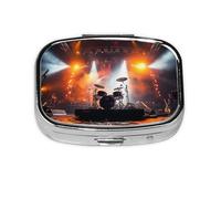 Square Round Pill Case Rock Concert Stage Pill Box Daily 2 Compartment Travel Pill Container for Pocket Purse Portable Medicine Cod Liver Oil Storage Box 2 Times a Day Pill Organizer