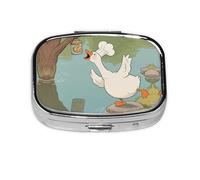 Square Round Pill Case Silly Goose Pill Box Daily 2 Compartment Travel Pill Container for Pocket Purse Portable Medicine Cod Liver Oil Storage Box 2 Times a Day Pill Organizer