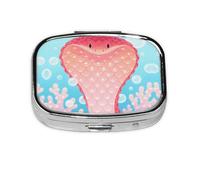 Square Round Pill Case Snake Pill Box Daily 2 Compartment Travel Pill Container for Pocket Purse Portable Medicine Cod Liver Oil Storage Box 2 Times a Day Pill Organizer