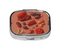 Square Round Pill Case Some Dried Dates Pill Box Daily 2 Compartment Travel Pill Container for Pocket Purse Portable Medicine Cod Liver Oil Storage Box 2 Times a Day Pill Organizer
