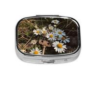 Square Round Pill Case The Key is on the Ground Pill Box Daily 2 Compartment Travel Pill Container for Pocket Purse Portable Medicine Cod Liver Oil Storage Box 2 Times a Day Pill Organizer