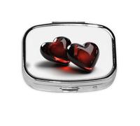 Square Round Pill Case Transparent Two Hearts Pill Box Daily 2 Compartment Travel Pill Container for Pocket Purse Portable Medicine Cod Liver Oil Storage Box 2 Times a Day Pill Organizer