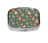 Square Round Pill Case Tree Shaped Cookies Pill Box Daily 2 Compartment Travel Pill Container for Pocket Purse Portable Medicine Cod Liver Oil Storage Box 2 Times a Day Pill Organizer