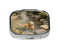 Square Round Pill Case Underwater Dog Pill Box Daily 2 Compartment Travel Pill Container for Pocket Purse Portable Medicine Cod Liver Oil Storage Box 2 Times a Day Pill Organizer