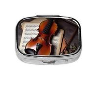 Square Round Pill Case Violin Sheet Music Pill Box Daily 2 Compartment Travel Pill Container for Pocket Purse Portable Medicine Cod Liver Oil Storage Box 2 Times a Day Pill Organizer