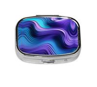 Square Round Pill Case Wavy Purple Pill Box Daily 2 Compartment Travel Pill Container for Pocket Purse Portable Medicine Cod Liver Oil Storage Box 2 Times a Day Pill Organizer