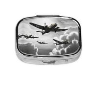Square Round Pill Case World War 2 Pill Box Daily 2 Compartment Travel Pill Container for Pocket Purse Portable Medicine Cod Liver Oil Storage Box 2 Times a Day Pill Organizer