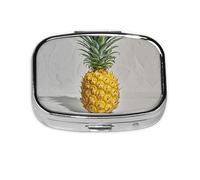 Square Round Pill Case Yellow Pineapple Pill Box Daily 2 Compartment Travel Pill Container for Pocket Purse Portable Medicine Cod Liver Oil Storage Box 2 Times a Day Pill Organizer