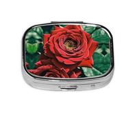square round red rose photo pill case daily box 2 compartment travel pill container for pocket wallet liver oil storage box