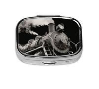 Square Round Steam Train Pill Case Daily Box 2 Compartment Travel Pill Container for Pocket Wallet Liver Oil Storage Box