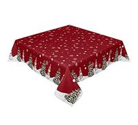 Square/Round Table Cloths 54x54inch,Christmas Snowman Red Party Tablecloth Waterproof Polyester Table Covers for Kitchen Dinning Wedding Decoration,Stain/Wrinkle Resistant,Winter Snow Snowflake