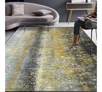 Square Rugs Living Room 140 x 140cm, Bedroom Dining Room Rug Super Soft Washable Short Pile Non Slip Carpet Modern gradient abstract yellow grey