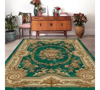 Square Rugs Living Room,Green,180 x 180 cm,Emerald Green Yellow Brown Red Floral Traditional Patterns Modern Prints,6ft x 6ft Washable Rug Non-Slip Carpet for Bedroom,