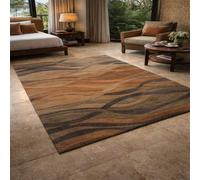 Square Rugs Washable, Abstract Brown, Beige, Orange, Black, 80 x 80 cm, Small Area Rug Anti-Slip Floor Carpet for Entryway Living Dining Room Foyer Bedroom Decor,