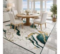 Square Rugs Washable, Abstract Modern dark Green, Yellow, White, Gray, 80 x 80 cm, Small Area Rug Anti-Slip Floor Carpet for Entryway Living Dining Room Foyer Bedroom Decor,