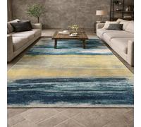 Square Rugs Washable, Abstract Modern dark teal Green, Yellow, Blue, White, 80 x 80 cm, Small Area Rug Anti-Slip Floor Carpet for Entryway Living Dining Room Foyer Bedroom Decor,