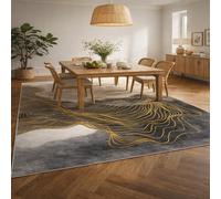 Square Rugs Washable, Abstract Modern Yellow, Black, White, Gray, 80 x 80 cm, Small Area Rug Anti-Slip Floor Carpet for Entryway Living Dining Room Foyer Bedroom Decor,