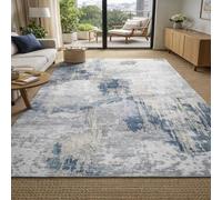 Square Rugs Washable, Abstract White, Gray, Blue, 80 x 80 cm, Small Area Rug Anti-Slip Floor Carpet for Entryway Living Dining Room Foyer Bedroom Decor,