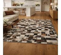 Square Rugs Washable, Geometric Modern Brown, Black, White, Gray, Beige, 80 x 80 cm, Small Area Rug Anti-Slip Floor Carpet for Entryway Living Dining Room Foyer Bedroom Decor,