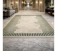 Square Rugs Washable, Modern, Geometric, Abstract Green Beige, 100 x 100 cm, Small Area Rug Indoor Carpets Entryway Floor Mats for House Entrance Hallway Dinner Table,