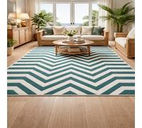 Square Rugs Washable, Modern, Geometric dark teal Green, White, 80 x 80 cm, Small Area Rug Anti-Slip Floor Carpet for Entryway Living Dining Room Foyer Bedroom Decor,