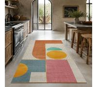 Square Rugs Washable, Orange, Yellow, Teal, Blue, Pink, White, Yellow, 150 x 150 cm, Low Pile Rug Home Decorative Carpet for Sofa Living Kitchen Dining Bedroom Hall Lounge,