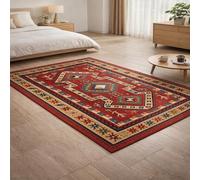 Square Rugs Washable, Red Geometric, Blue, Beige, Green, White, Black, 100 x 100 cm, Small Area Rug Indoor Carpets Entryway Floor Mats for House Entrance Hallway Dinner Table,