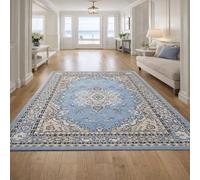 Square Rugs Washable, Retro Blue, Gray, White, Black, 80 x 80 cm, Small Area Rug Anti-Slip Floor Carpet for Entryway Living Dining Room Foyer Bedroom Decor,