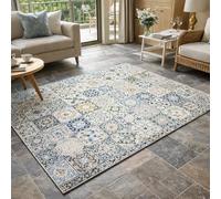 Square Rugs Washable, Retro Geometric Blue, Green, Beige, White, Brown, Gray, 80 x 80 cm, Small Area Rug Anti-Slip Floor Carpet for Entryway Living Dining Room Foyer Bedroom Decor,