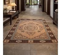 Square Rugs Washable, Traditional Beige, Brown, Black, 80 x 80 cm, Small Area Rug Anti-Slip Floor Carpet for Entryway Living Dining Room Foyer Bedroom Decor,