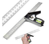 Square Ruler Tool Set, Combination Square Carpentry Tools with 12Inches/300mm Scale, 45/90 Degree Ruler with Bubble Level, Measuring Tool for Woodworking Engineer Carpenter