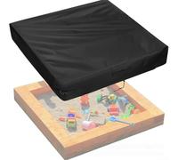 Square Sandbox Cover - Waterproof Dust-Proof Lid for Outdoor Use, PU-Coated Oxford Fabric, Adjustable Drawstring & Buckles, 127 x 102 x 20 cm, Black(210D)