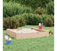 Square Sandbox with Seats, Natural Pine, 111x111x20 cm, Solid Wood, Outdoor Play