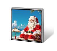 Square Santa Claus At Beach Brooch Classic Mini Pin 0.7 Inch Aluminum Alloy Lapel Pin Personalized Button Badge for Backpack Hat Suit Jacket Clothing Decoration