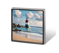 Square Sea Lighthouse Sandbeach Brooch Classic Mini Pin 0.7 Inch Aluminum Alloy Lapel Pin Personalized Button Badge for Backpack Hat Suit Jacket Clothing Decoration