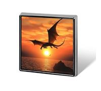Square Sea Sunset Flying Dragon Lapel Pin Metal Brooch Personalized Novelty Pin Cute Button Badge Safety Pin Fashion Jewelry Accessories Gift for Clothes Hat Backpack Bag