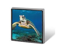 Square Sea Turtles Brooch Classic Mini Pin 0.7 Inch Aluminum Alloy Lapel Pin Personalized Button Badge for Backpack Hat Suit Jacket Clothing Decoration