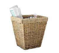 Square Seagrass Paper Bin 27cm Home Office Kitchen Waste Rubbish Lightweight Basket