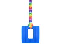 Square Sensory Chew Necklace - Blue - for Kids with Autism, Anxiety & ADHD - 100% Food Grade Silicone - Sensory Oojamabobs (Rainbow Leaves, 70cm Lanyard)