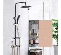 Square Set Four Gears Black And Gold Buttons Fully Copper System, With Adjustable Shower Column