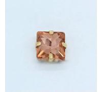 Square Sewing Glass Stone Flatback sew on Crystal Rhinestone Jewels Copper Setting embelliment for Wedding Dress-peach-12mm 9p