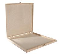 Square Shallow Flat Wooden Box | 35 x 35 x 3.5 cm | Vinyl Record Storage | Presentation Documents Storage | Unpainted & Untreated Plain Decorative Pinewood for Craft Decoupage