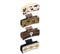 Square Shape Clip Suit Women Country Styles Headdress Creative Hairclip for Halloween Enthusiasts Vintage Print Hair Clip