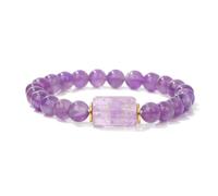 Square Shape Quartzs Bracelets for Women Men Natural Stone Crystal Beads Bracelet Amethysts(17cm,G)