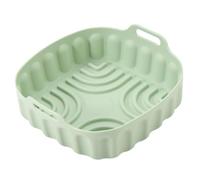 Square Shape Silicone Air Fryer Liners Baking Tray, Reusable Silicone Pot Basket Bowl Oven Air Fryer Accessories(green-Large)