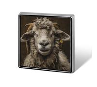 Square Sheep Head Image Brooch Classic Mini Pin 0.7 Inch Aluminum Alloy Lapel Pin Personalized Button Badge for Backpack Hat Suit Jacket Clothing Decoration