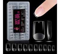 Square Short Gel Nail Tips for Gel Nails - CHUCHU Nail Tips PMMA Fake Nails Artificial Nails for Sticking on for Nail Extension, Nail DIY, Applying Nail Polish, 216 Pieces 12 Sizes