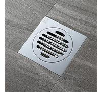 Square Shower Drain Chrome, Brass Floor Drain with Tile Insert Grate Removable Cover, Hair Catcher, Bathroom Shower Floor Drain,12 * 12cm