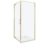 Square Shower Enclosure Tempered Glass Single Door 80x80x185 cm Gold Darli
